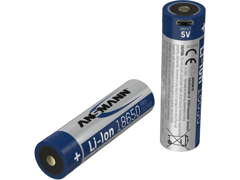 Ansmann 18650 Li-ion 2600mAh védett akkumulátor USB töltéssel (1307-0002)