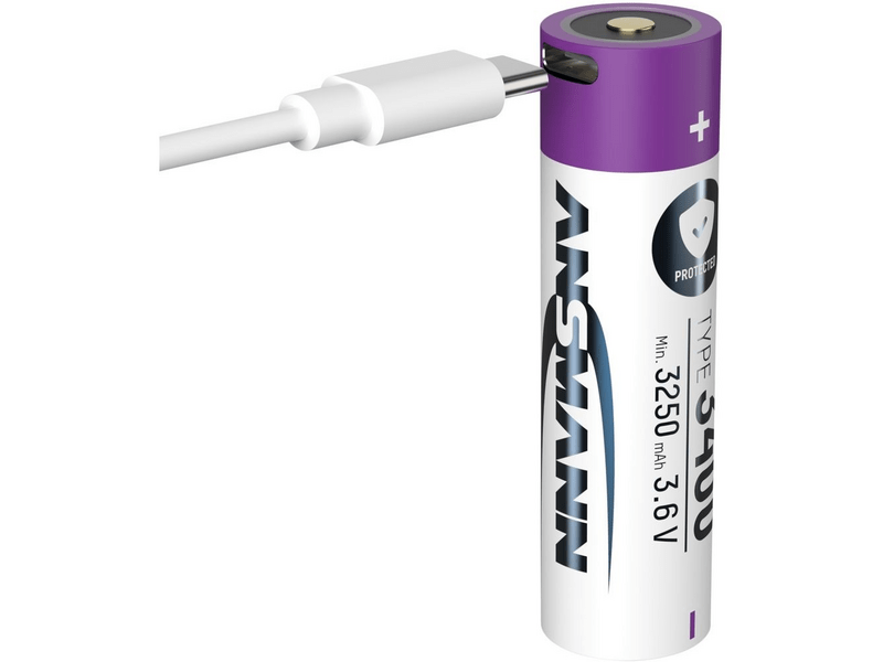 Ansmann 18650 Li-ion 3400mAh védett akkumulátor USB töltéssel (1307-0003)