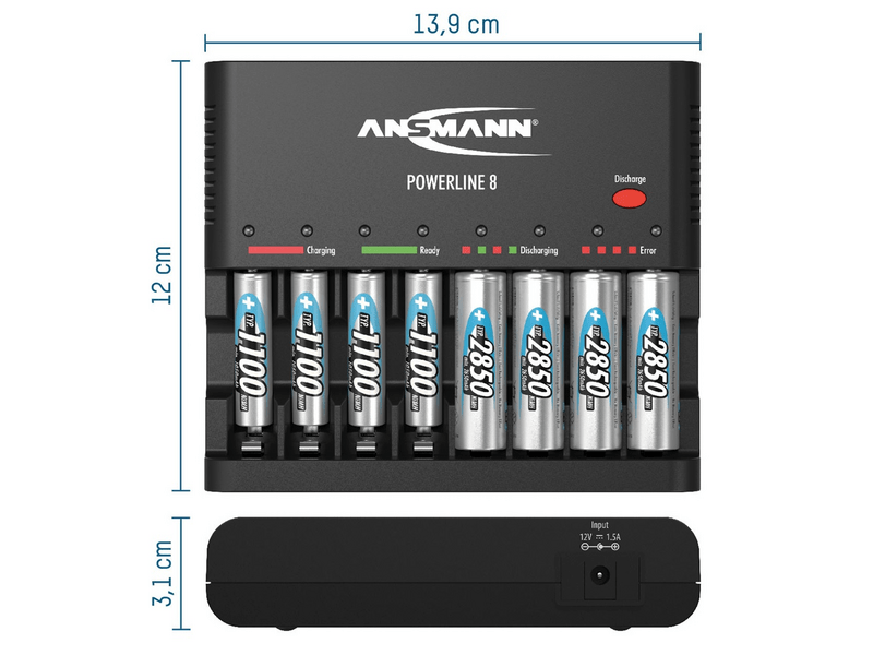 Ansmann akkumulátortöltő 8x AA/AAA NiMH akkuhoz (1001-0006)