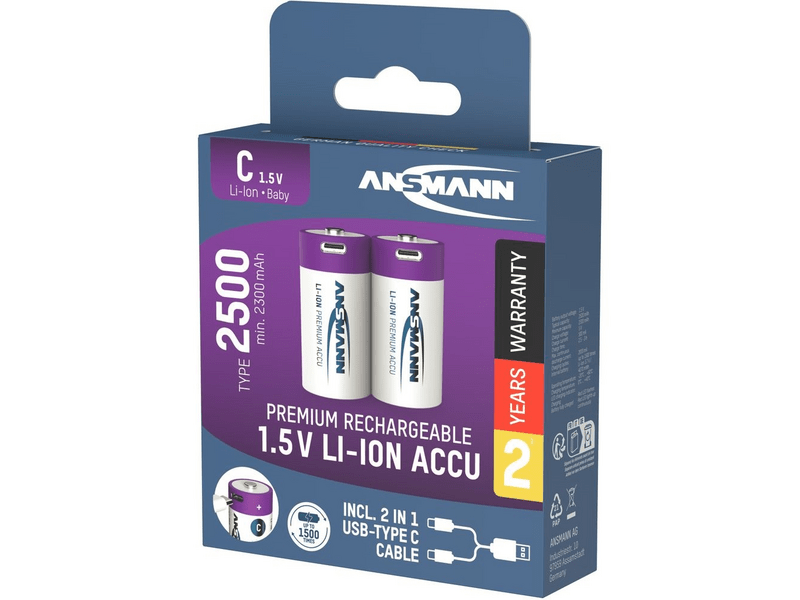 Ansmann Li-ion baby akkumulátor 2500mAh, 2db