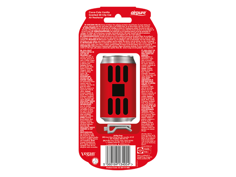 Airpure Illatosító, 3D dobozos üdítő - Coke vanília