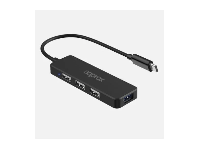 APPROX USB HUB - Type-C 4in1 HUB (3db USB2.0, 1db USB3.0) Fekete