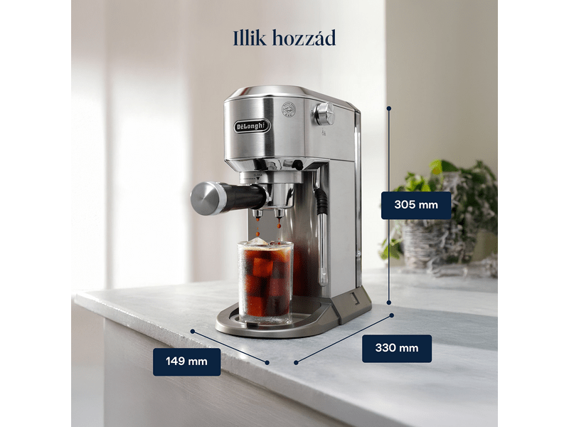 DeLonghi EC890.M Dedica Duo Manuális espresso kávéfőző, fém színű