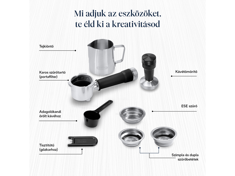 DeLonghi EC890.M Dedica Duo Manuális espresso kávéfőző, fém színű