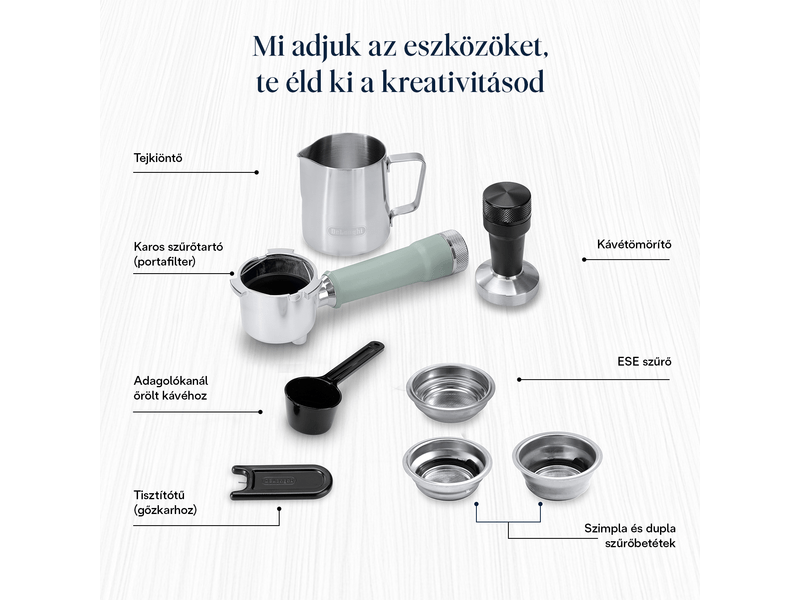 DeLonghi EC890.GR Dedica Duo Manuális espresso kávéfőző, zöld