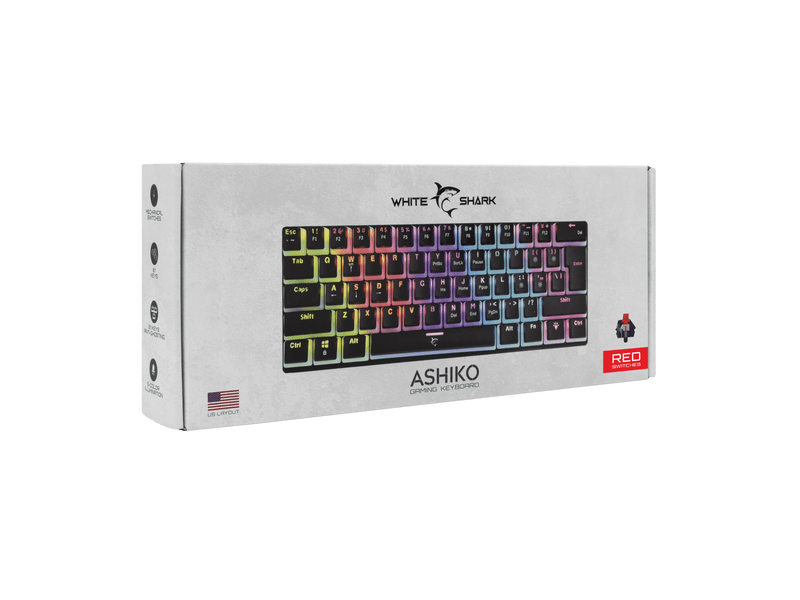White Shark ASHIKO Red Switch Gamer billentyűzet (WS GK-2022B/R-US)