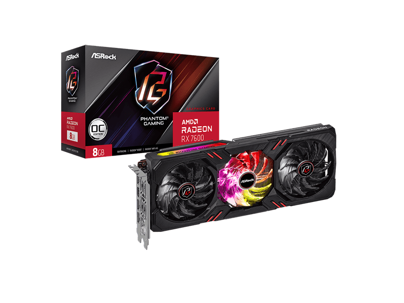 ASRock AMD Radeon™ RX 7600 Phantom Gaming 8GB OC Videókártya