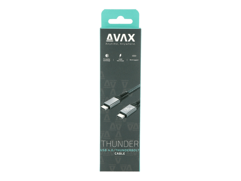Avax CB902 THUNDER fonott USB-C kábel, 1 m, viharszürke