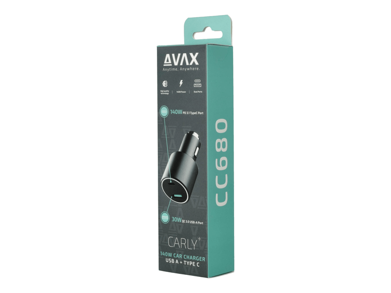 Avax CC680B CARLY+ 140W Autós töltő, fekete