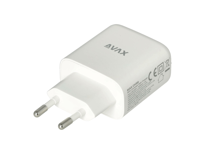 Avax CH360 SPEEDY 65W GaN hálózati töltő USB-A /Type C, fehér