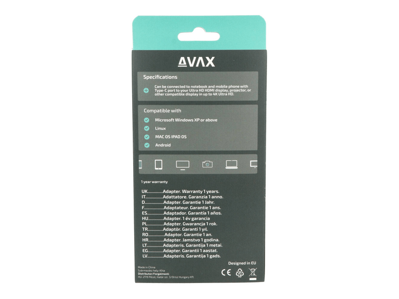 AVAX HB902 USB TypeC - 2x HDMI DUAL monitor adapter