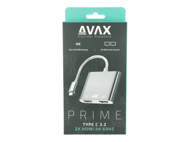 AVAX HB902 USB TypeC - 2x HDMI DUAL monitor adapter