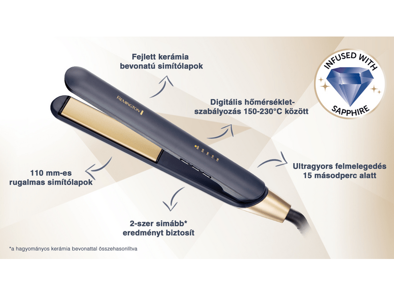 Remington S5805 Sapphire Luxe hajsimító, mélykék/pezsgő