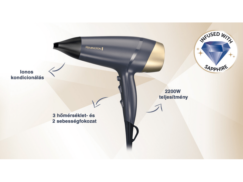 Remington D5805 Sapphire Luxe sušilo za kosu, Deep Blue/Champagne