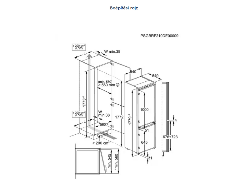 Electrolux ENP7MD18S Kombinirani ugradbeni hladnjak s donjim zamrzivačem