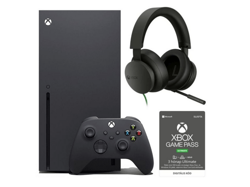 Microsoft Xbox Series X 1TB Játékkonzol + Microsoft Xbox Stereo fejhallgató (8LI-00002) + Xbox Game Pass Ultimate 3 hónapos előfizetés