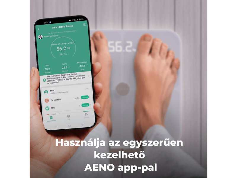 Aeno BS1S Testmérleg, fehér (ABS0001S)