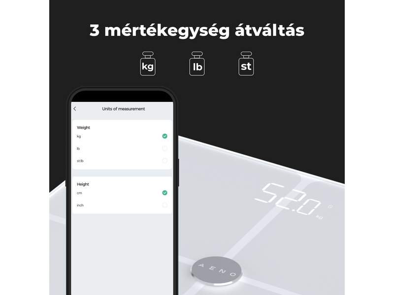 Aeno BS1S Testmérleg, fehér (ABS0001S)