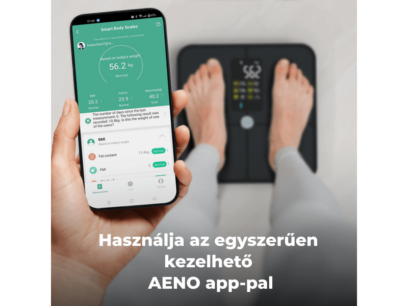 Aeno BS2S Testmérleg, fekete (ABS0002S)