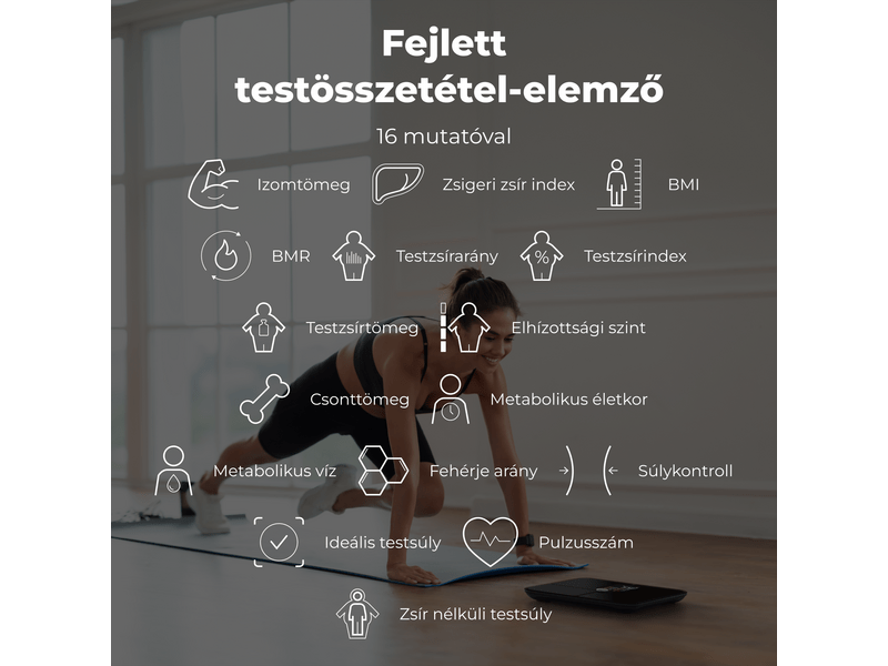 Aeno BS2S Testmérleg, fekete (ABS0002S)