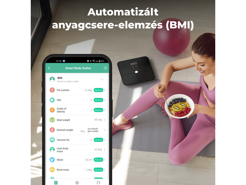 Aeno BS2S Testmérleg, fekete (ABS0002S)