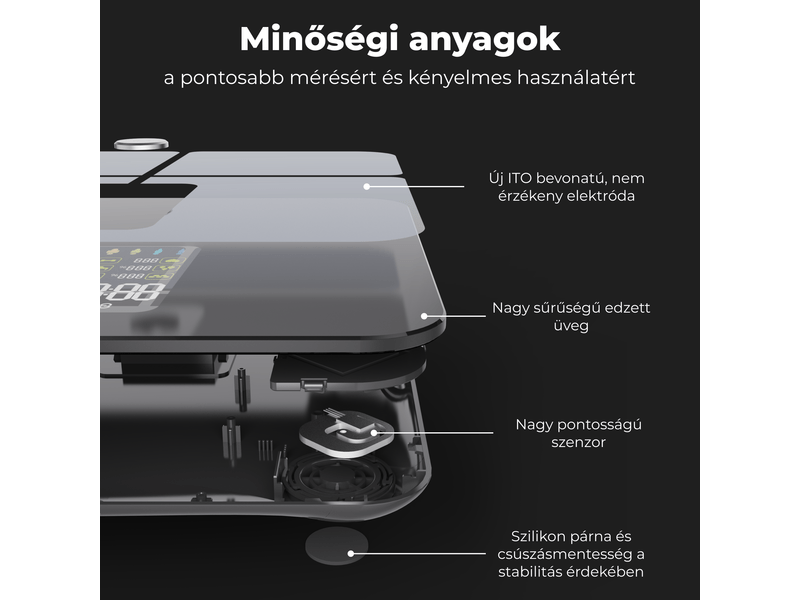 Aeno BS2S Testmérleg, fekete (ABS0002S)