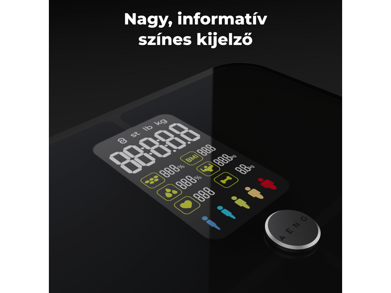 Aeno BS2S Testmérleg, fekete (ABS0002S)