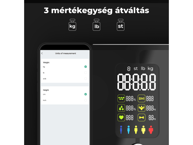Aeno BS2S Testmérleg, fekete (ABS0002S)