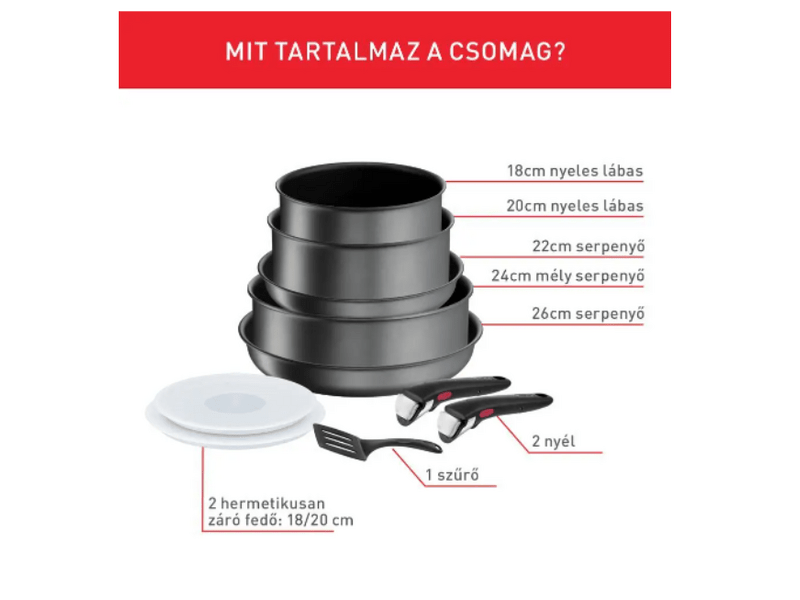 Tefal Ingenio Daily Chef On L7619302 Edénykészlet, 10 db-os