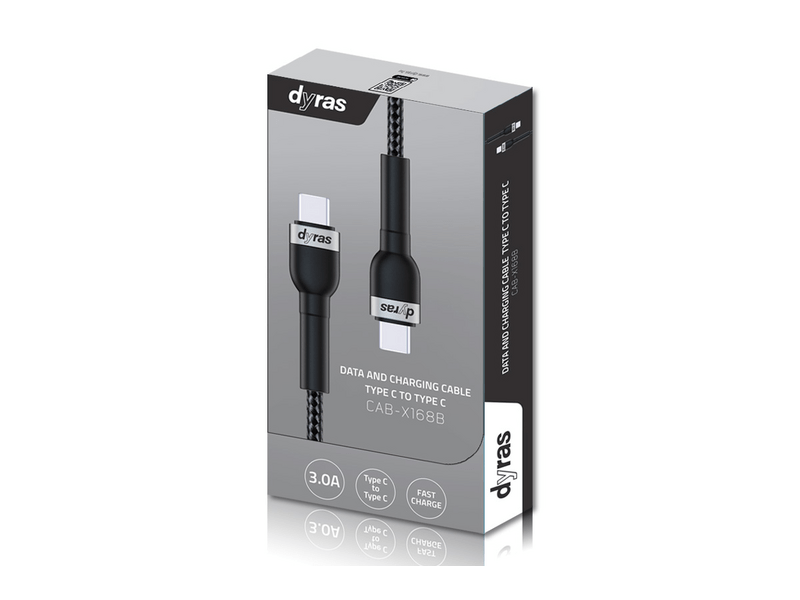 Dyras CAB-X168B USB-C / USB-C podatkovni i kabel za punjenje