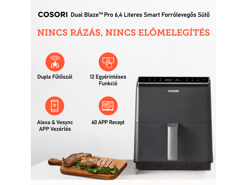 Cosori CAF-P681S-KEUR Dual Blaze Forrólevegős Sütő