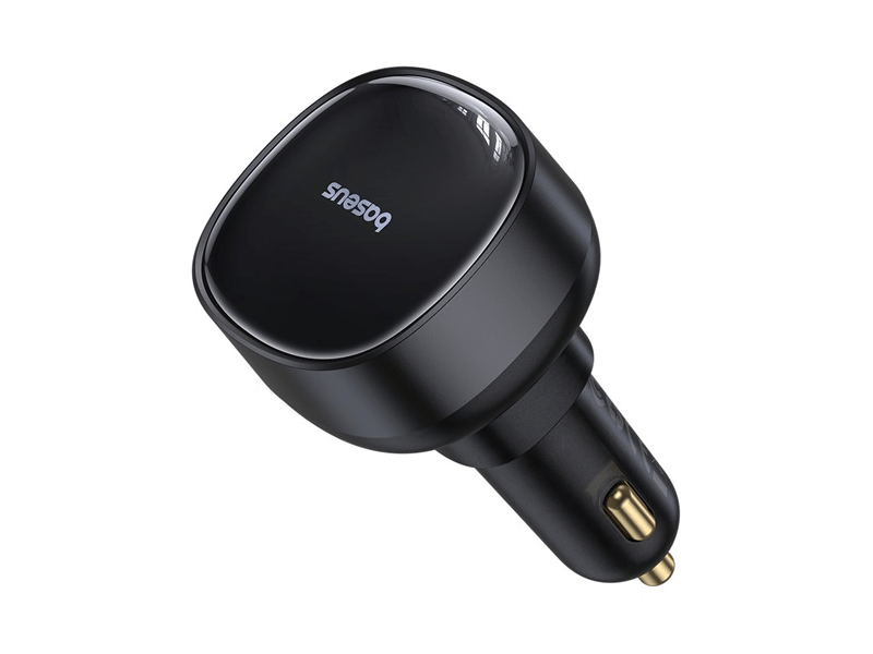 Baseus Enjoyment Pro 55W, USB Type-A autós gyorstöltő, iPhone automata behúzós kábellel