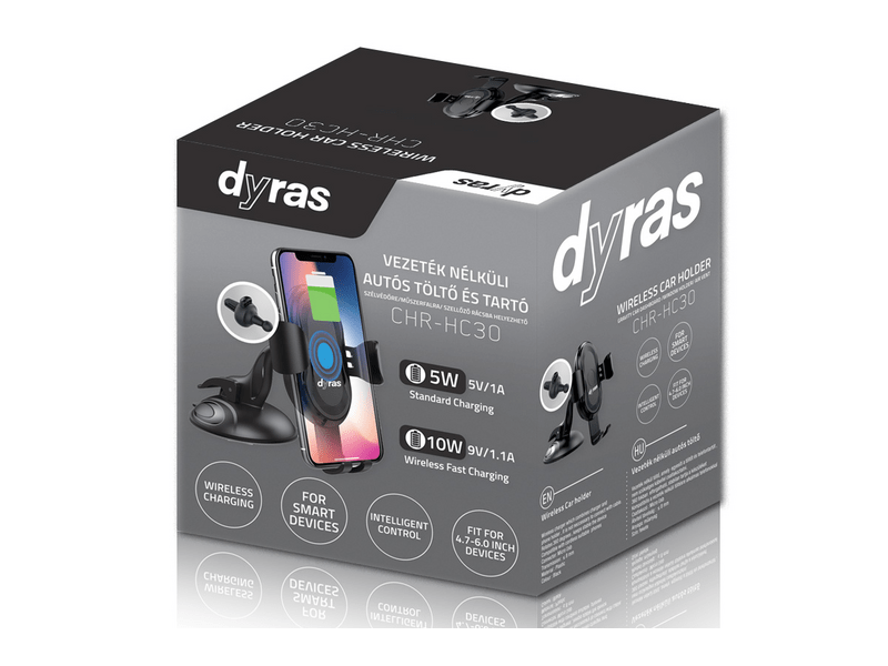 Dyras CHR-HC30 Vezeték nélküli autós töltő és tartó