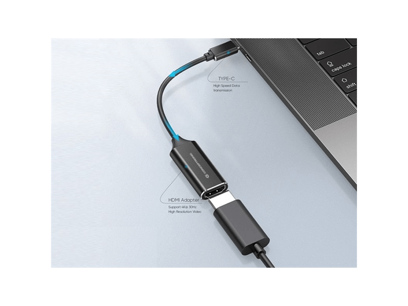 Conceptronic átalakító - ABBY03B (USB-C 3.2 to HDMI, 4K/30Hz, aluminium, fekete)