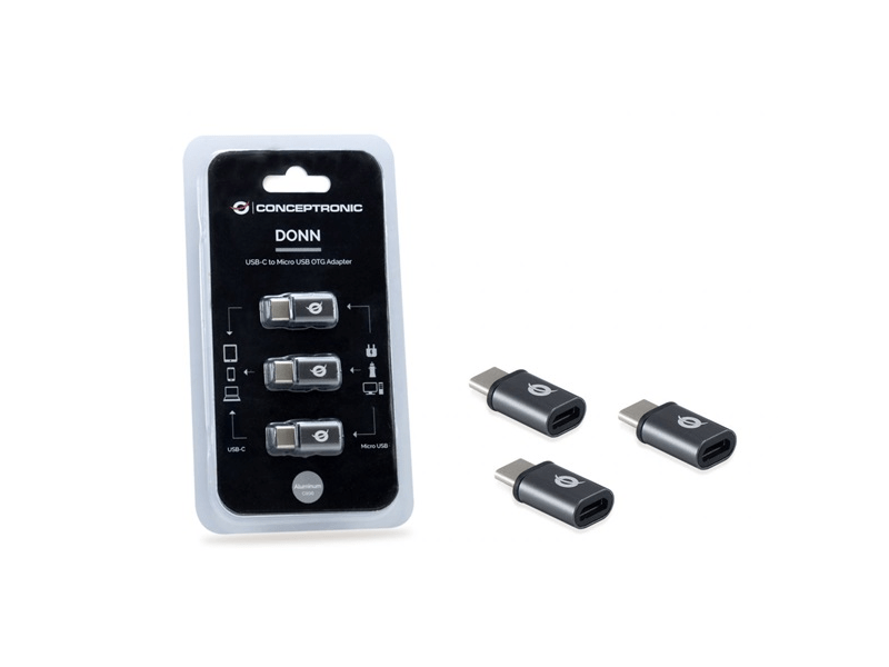 Conceptronic átalakító - DONN05G 3-Pack (3db USB-C to MicroUSB, fekete)
