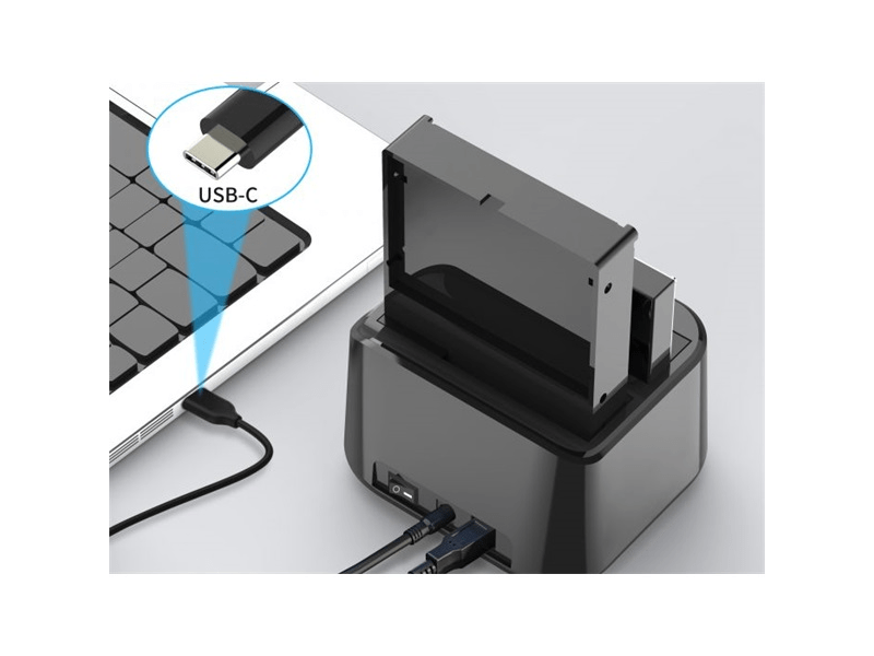 Conceptronic HDD/SSD Dokkoló - DONN12B (2 fiók, USB3.0, 2,5/3,5