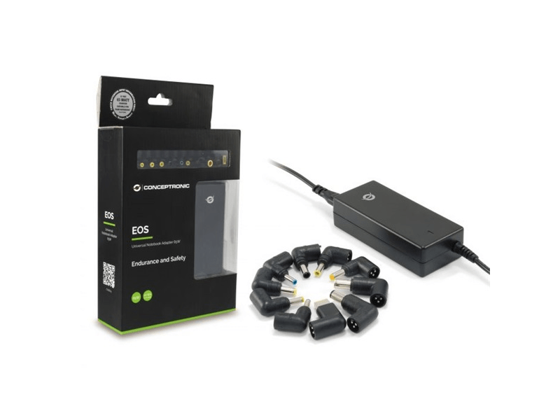 Conceptronic Univerzális Töltő adapter 65W - CNB65 (10 csatlakozó, túlfeszültség/rövidzárlat/túlmelegedés védelem)