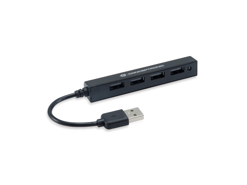 Conceptronic USB Hub - HUBBIES05B (4 port, USB2.0, fekete)