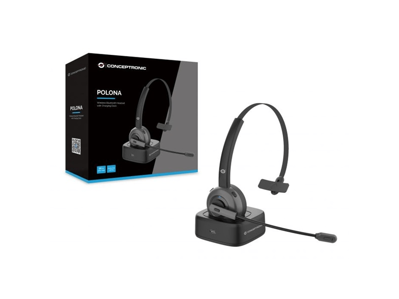 Conceptronic POLONA03BD Vezeték nélküli headset, fekete