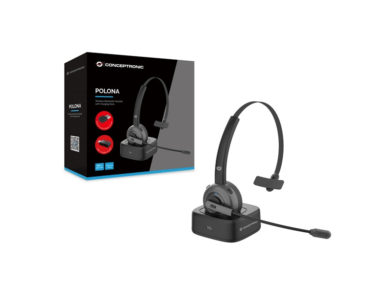 Conceptronic POLONA03BDA Vezeték nélküli headset, fekete