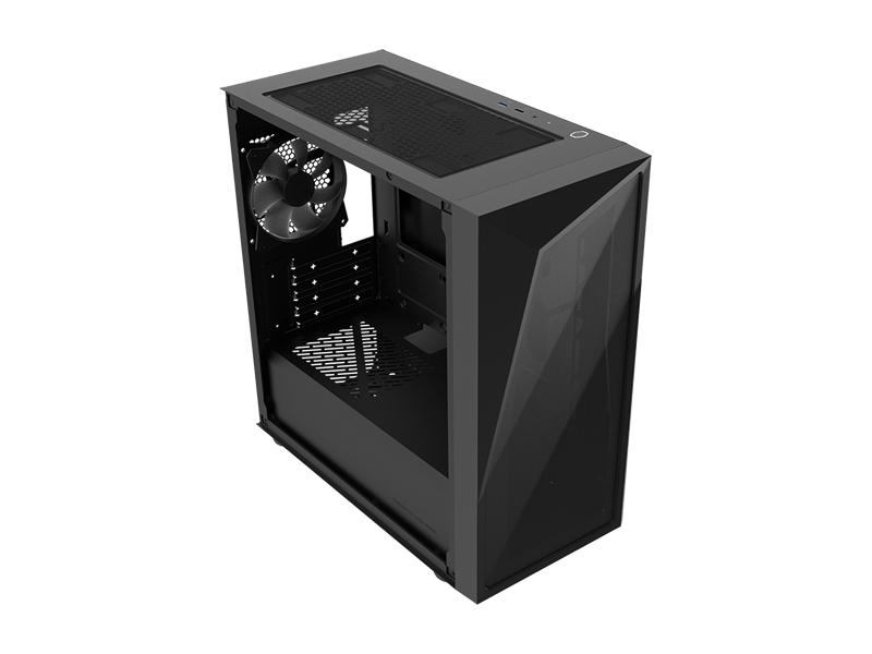 COOLER MASTER Ház Mini Tower ATX CMP 320L, 1db Ventilátorral, Tápegység nélkül, Üvegfalú, Fekete