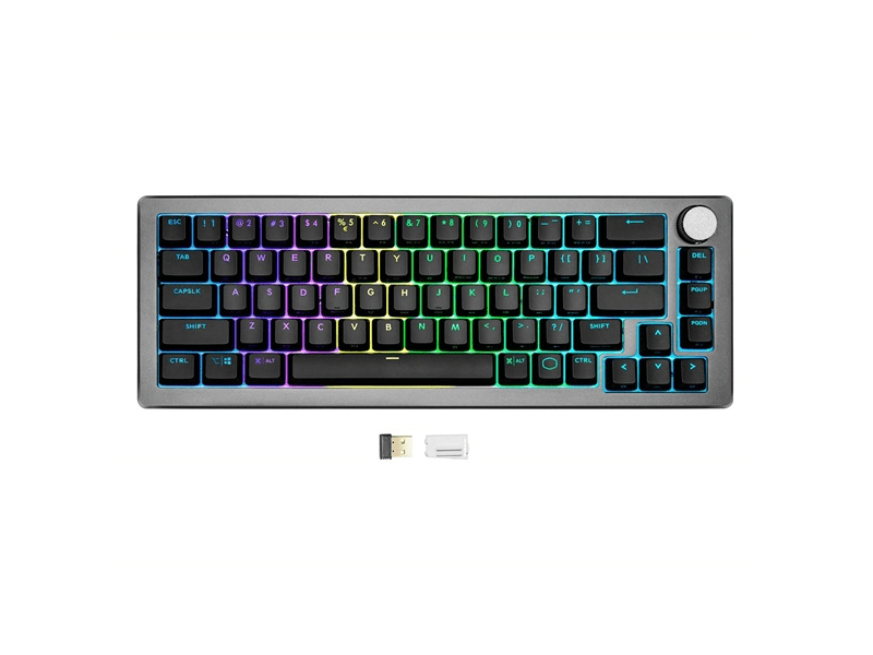 COOLER MASTER Vezeték Nélküli Billentyűzet CK721 65% RGB Mechanikus Gaming, Brown Switch, Space Grey, magyar
