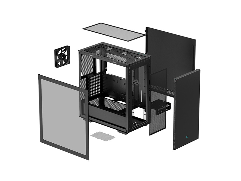 DeepCool Számítógépház - CH510 (fekete, ablakos, 1x12cm ventilátor, Mini-ITX / Micro-ATX / ATX / E-ATX, 2xUSB3.0)