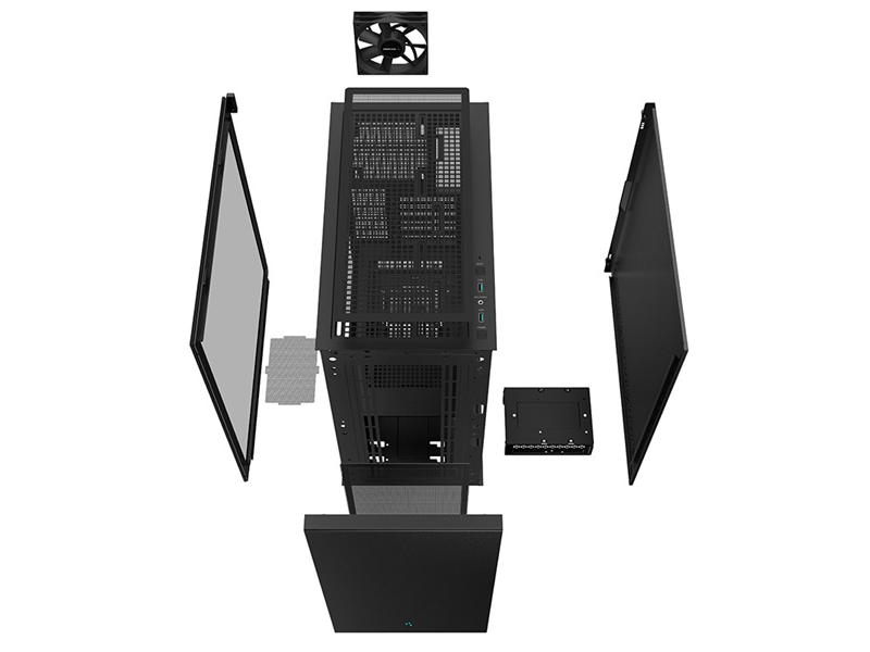 DeepCool Számítógépház - CH510 (fekete, ablakos, 1x12cm ventilátor, Mini-ITX / Micro-ATX / ATX / E-ATX, 2xUSB3.0)