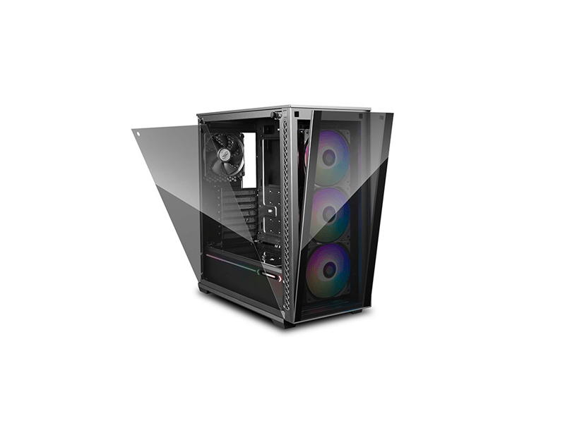 DeepCool Számítógépház - MATREXX 70 ADD RGB 3F (fekete, ablakos, 3x12cm ventilátor, ATX, mATX, 2xUSB3.0, 1xUSB2.0)