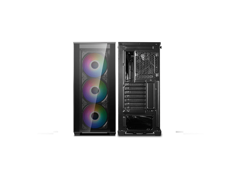 DeepCool Számítógépház - MATREXX 70 ADD RGB 3F (fekete, ablakos, 3x12cm ventilátor, ATX, mATX, 2xUSB3.0, 1xUSB2.0)