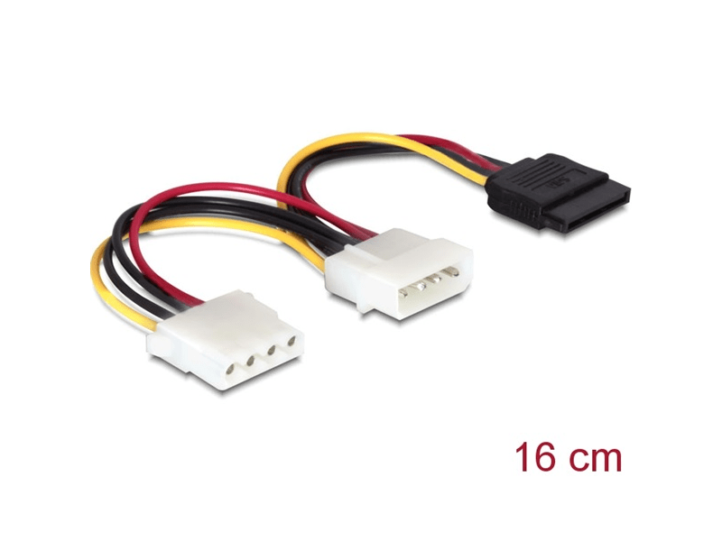 Delock 60103 4 tűs apa - SATA 15 tűs anya + 4 tűs anya tápkábel
