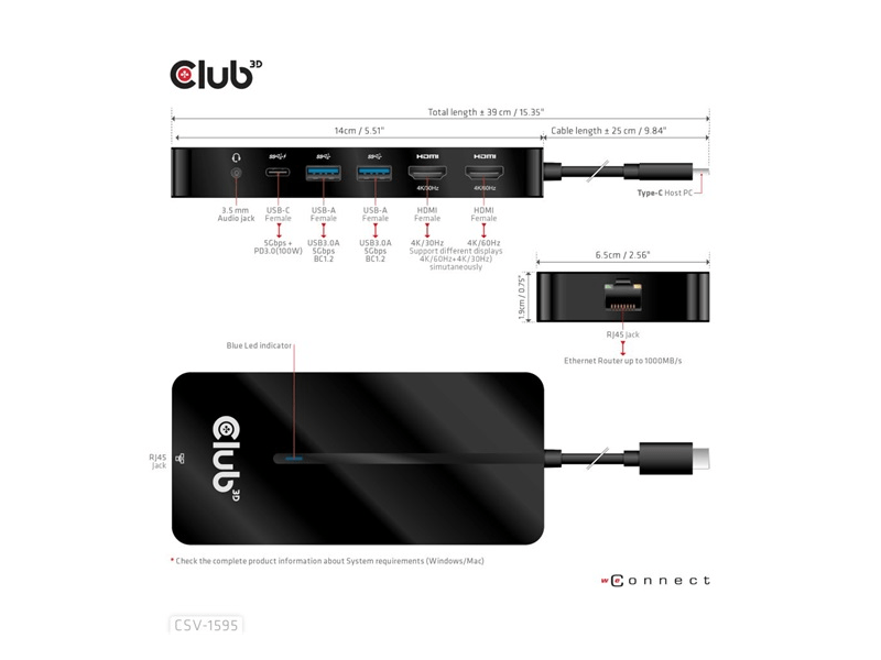 Club 3D CSV-1595 USB Type-C 7in1 HUB
