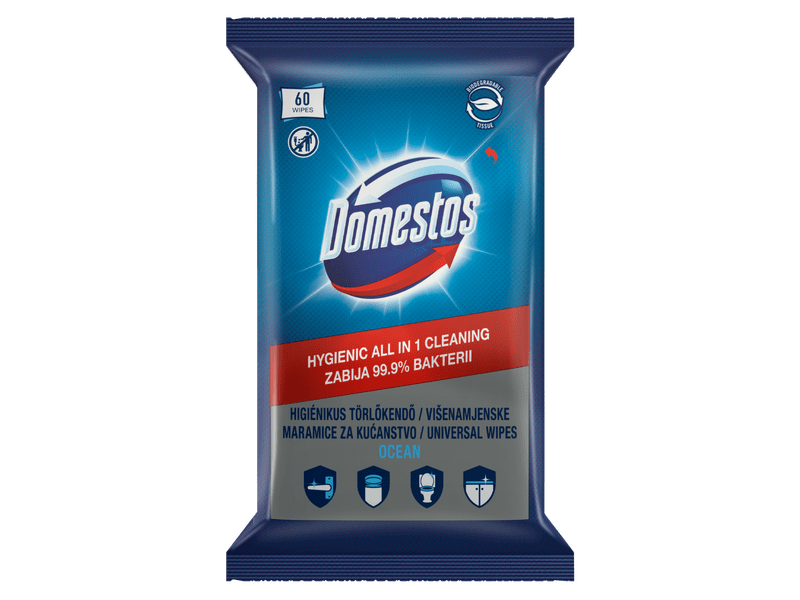 Domestos Ocean Higénikus törlőkendő, 60db