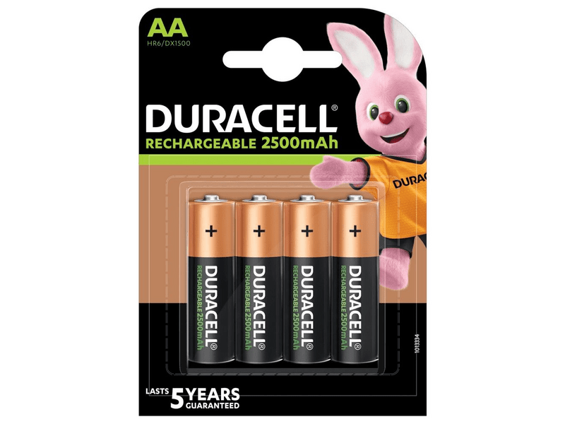 Duracell 2500 mAh AA újratölthető elem, 4 db